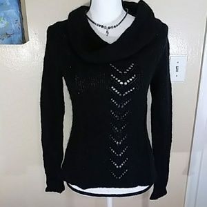 2B Bebe Womens Black Wool Blend Cowl Neck Sweater